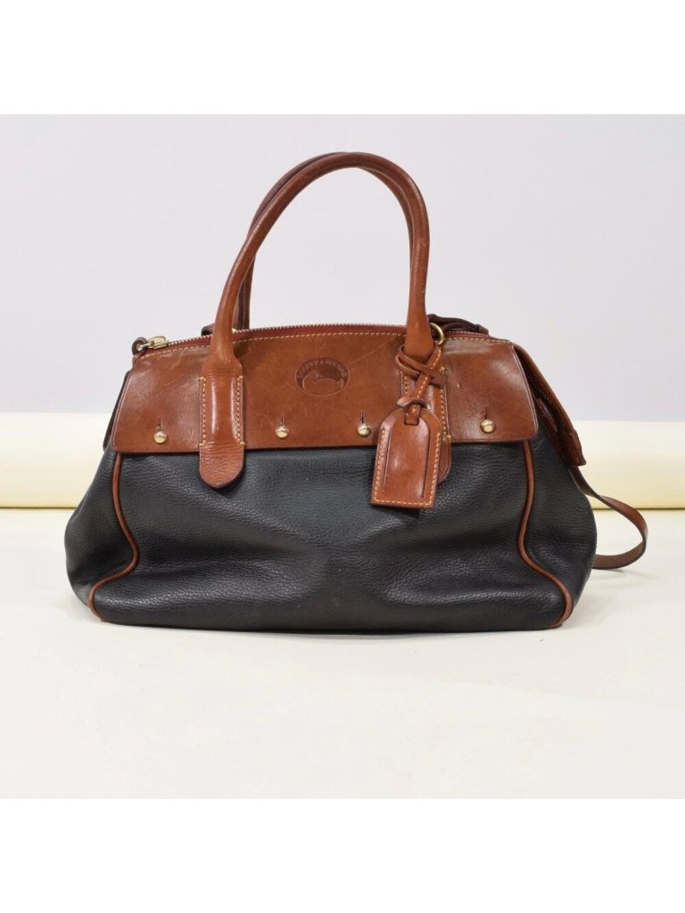 Dooney & Bourke Vintage 90s Black Two-Tone Leather Bag - Picture 8 of 16